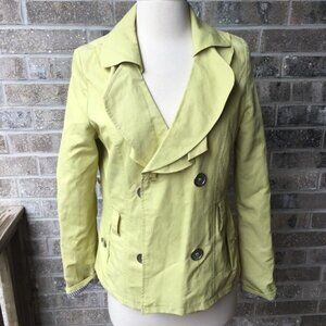 JOU JOU Green Light Jacket Pea Coat Ruffle Collar